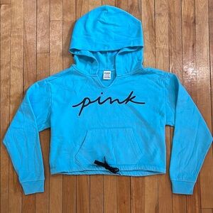 VS PINK XS CROP HOODIE TURQUOISE